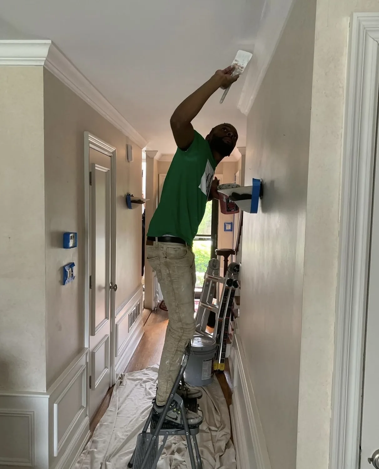 Before: Hallway drywall and paint repair - Residential Finishes Westchester